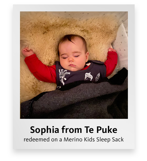 Sophia from Te Puke redeemed on a Merino Kids Sleep Pack