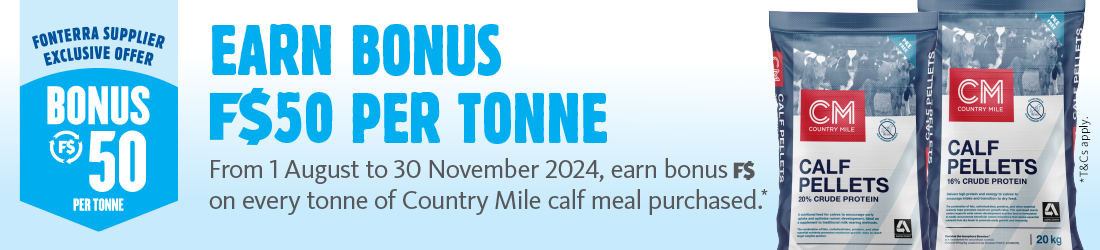 Earn bonus F$50 per tonne on selected calf meal brands