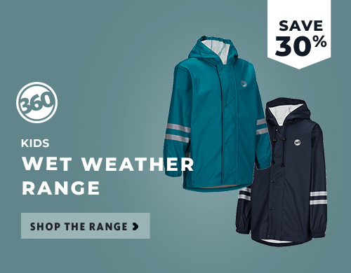 30% off Kids Wet Weather Range