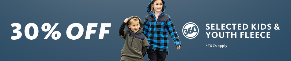 30% off selected 360 Kids Fleece
