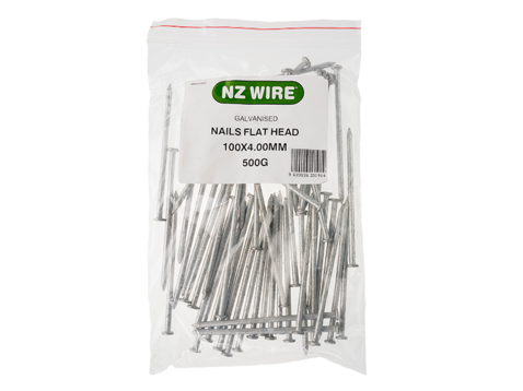 NZ Wire Flat Head Galvanised Nails 100mm x 4.00mm 25kg
