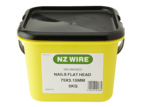 NZ Wire Flat Head Galvanised Nails 75mm x 3.15mm 5kg