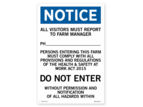 Lynn River Notice Visitors to Farm Mandatory Sign